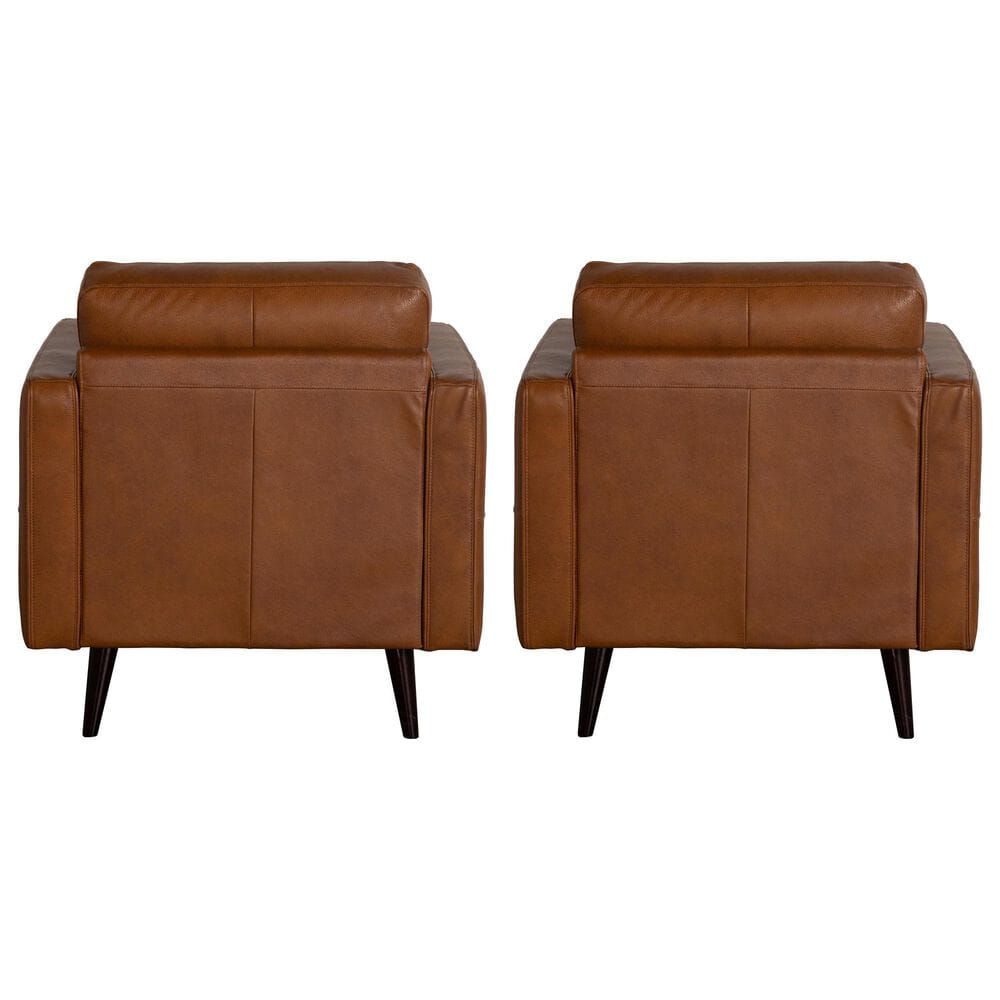 Natuzzi Editions Destrezza Leather Arm Chair in Brandy (Set of 2), , large