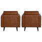Natuzzi Editions Destrezza Leather Arm Chair in Brandy (Set of 2), , large