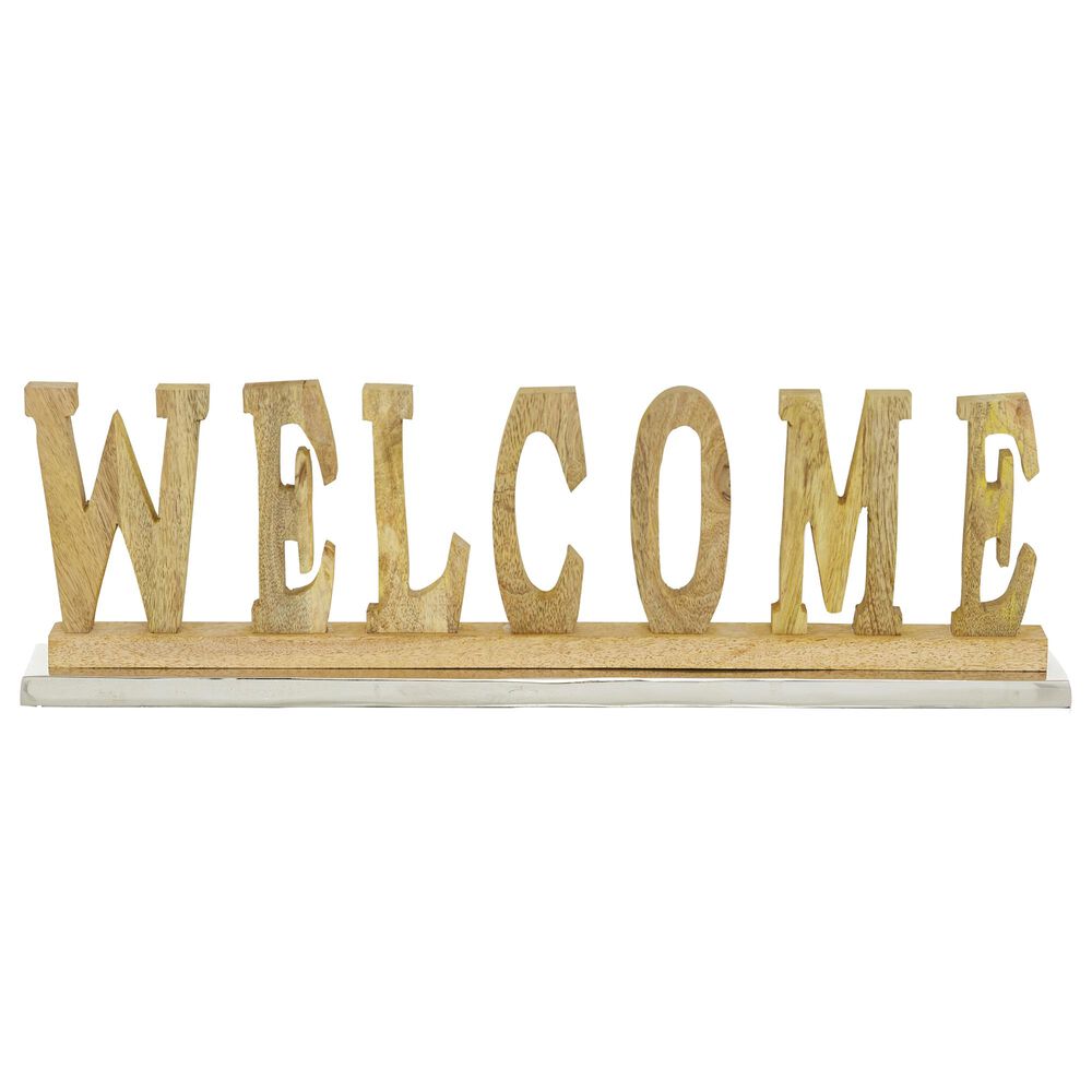 Maple and Jade 6" Natural Wood Decorative Sign in Brown, , large