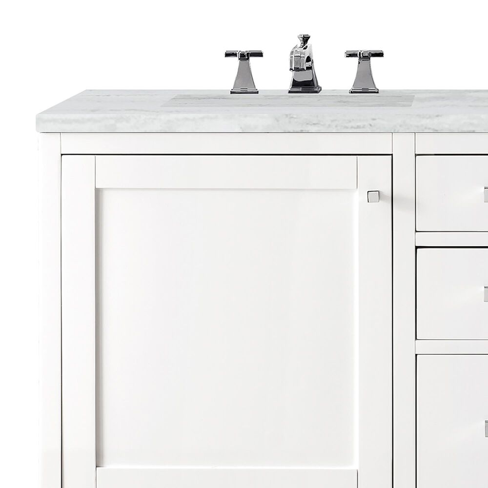 James Martin Vanities Addison 60&quot; Double Bathroom Vanity in Glossy White with 3 cm Arctic Fall Solid Surface Top and Rectangular Sinks, , large