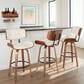 LumiSource Lombardi 30" Swivel Barstool with Cream Faux Leather Upholstery in Walnut and Black (Set of 2), , large