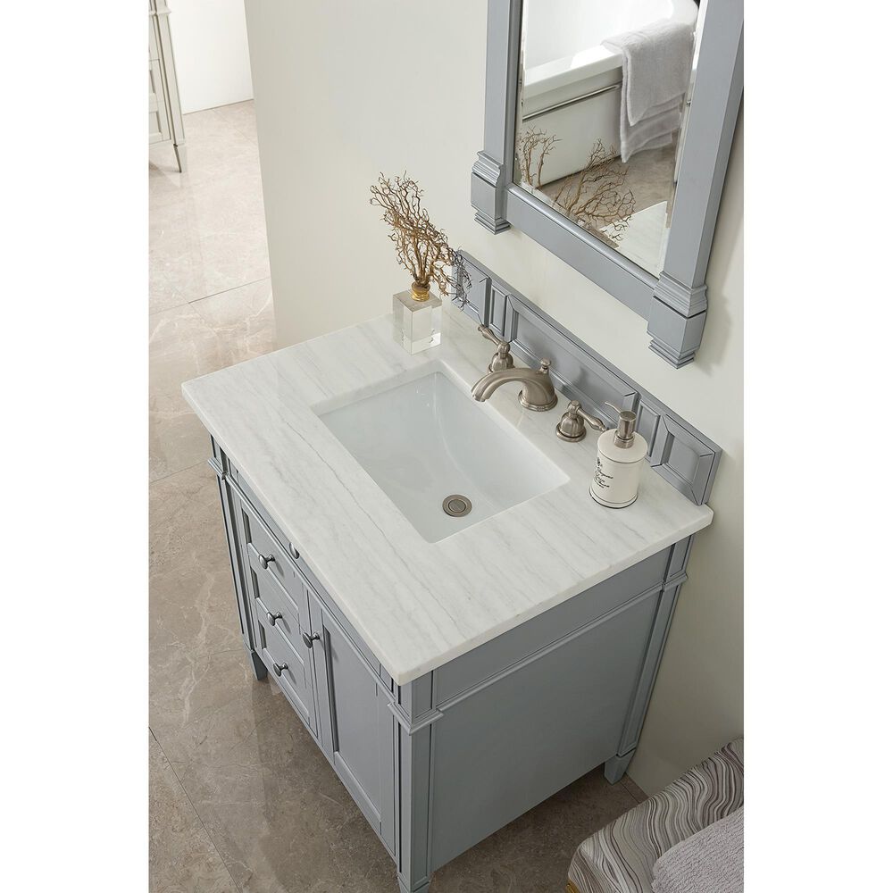 James Martin Vanities Brittany 30&quot; Single Bathroom Vanity in Urban Gray with 3 cm Arctic Fall Solid Surface Top and Rectangle Sink, , large
