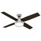 Hunter Dempsey 52" Ceiling Fan with Light in Brushed Nickel with Black Blades, , large