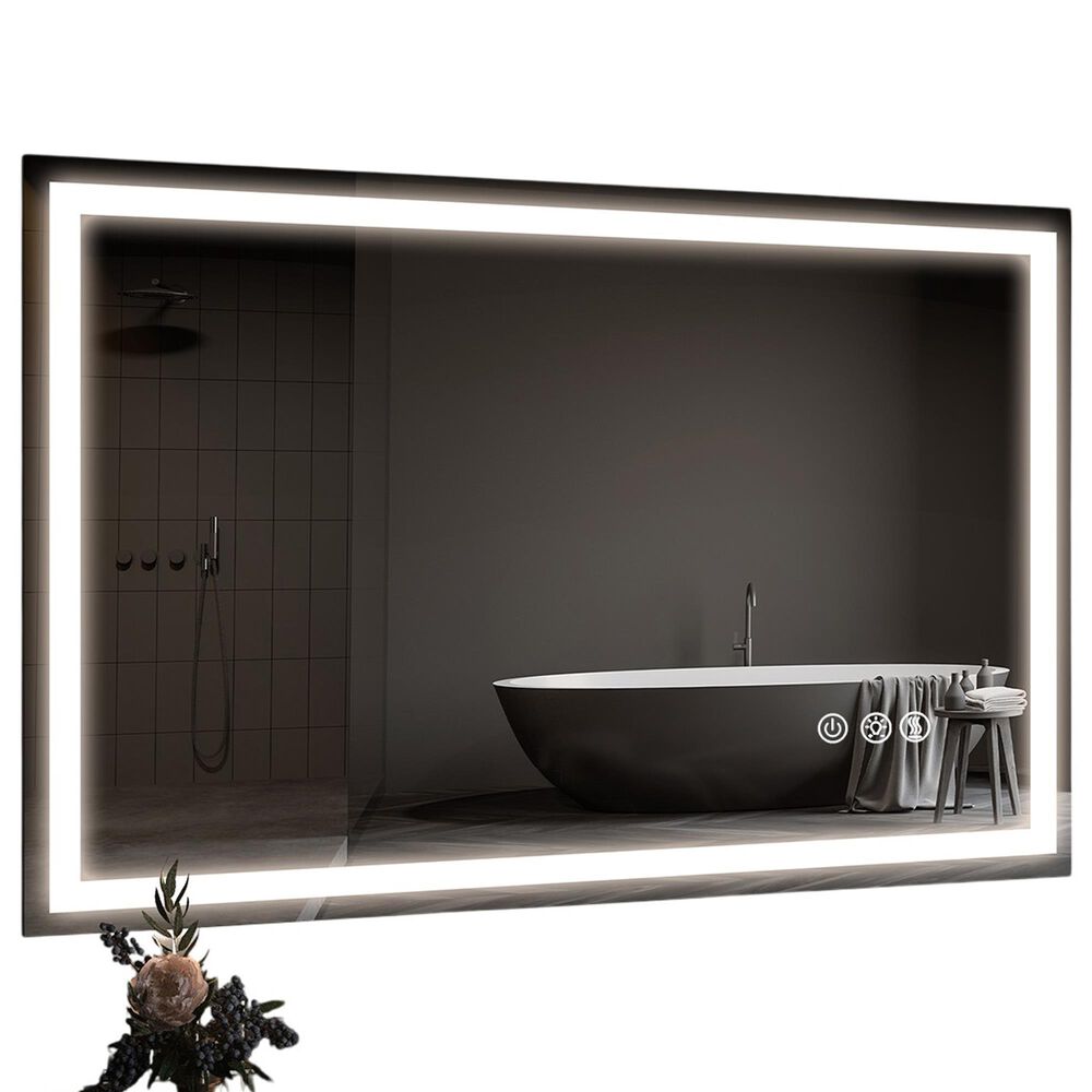 HOMLUX 48" x 32" LED Bathroom Makeup Mirror in Silver, , large