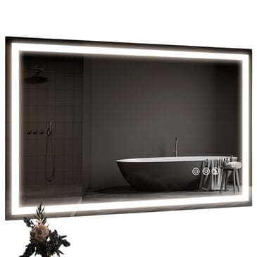 HOMLUX 48" x 32" LED Bathroom Makeup Mirror in Silver, , large