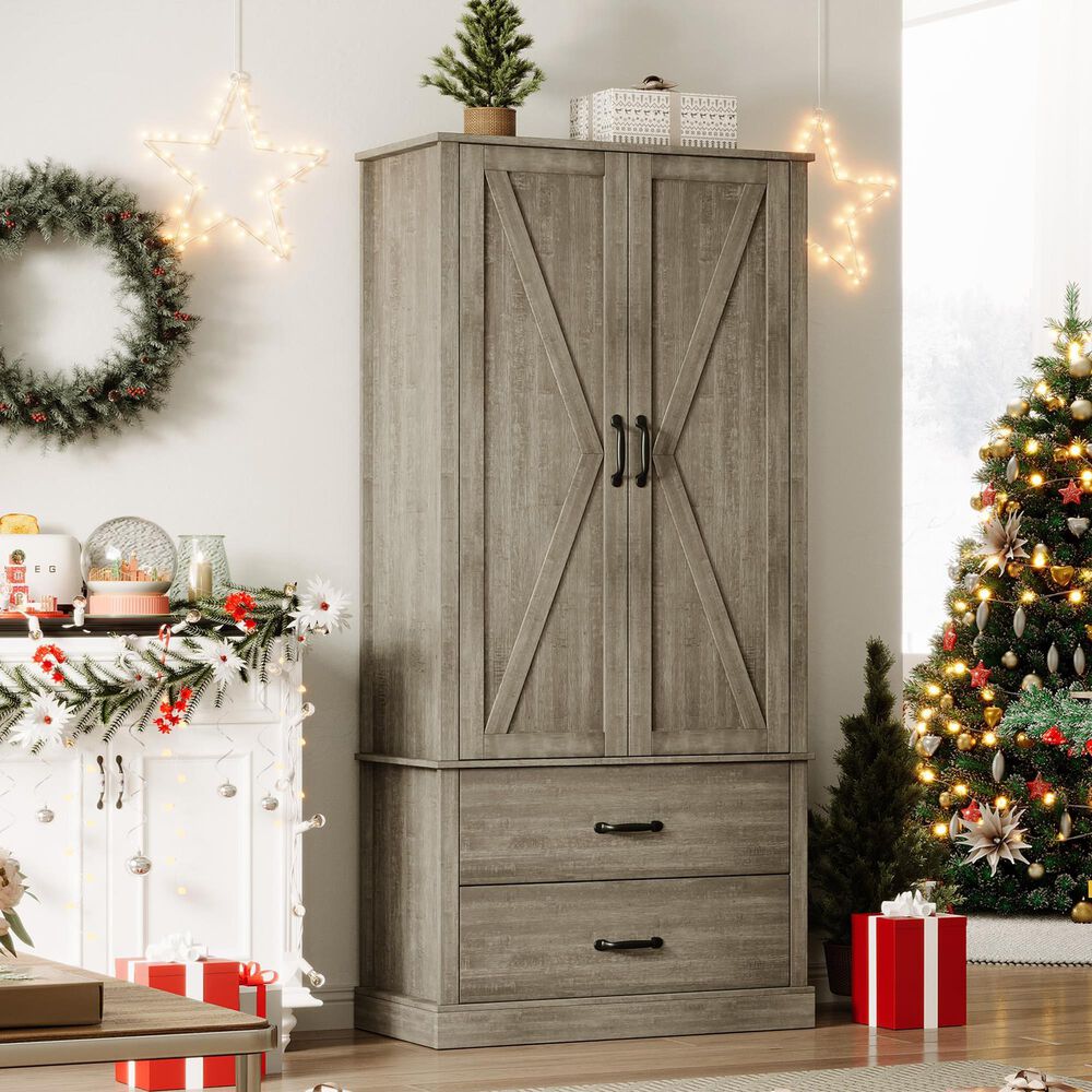 GARVEE 65" Kitchen Pantry Cabinet in Gray, , large
