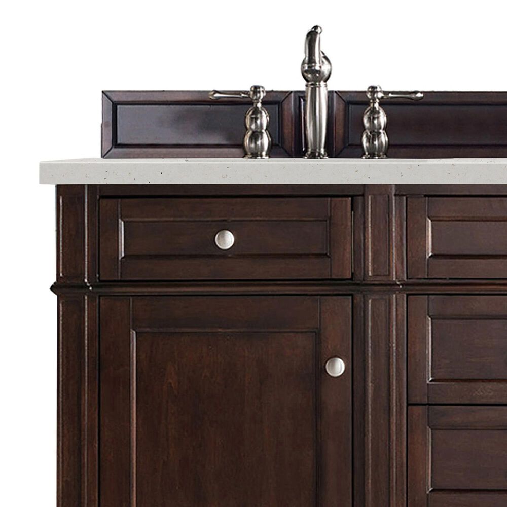 James Martin Vanities Brittany 60&quot; Double Bathroom Vanity in Burnished Mahogany with 3 cm Lime Delight Quartz Top and Rectangular Sinks, , large