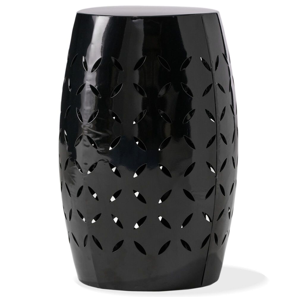 Hearth and Haven Lilac Outdoor Barrel End Table with Cylindrical Design in Black, , large