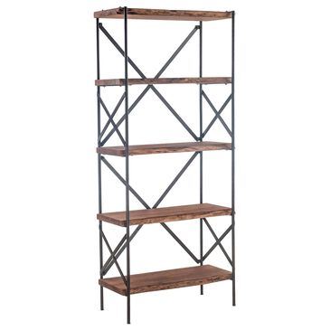 Home Trends & Design Organic Forge 34" Tall Bookshelf in Raw Walnut and Antique Zinc, , large