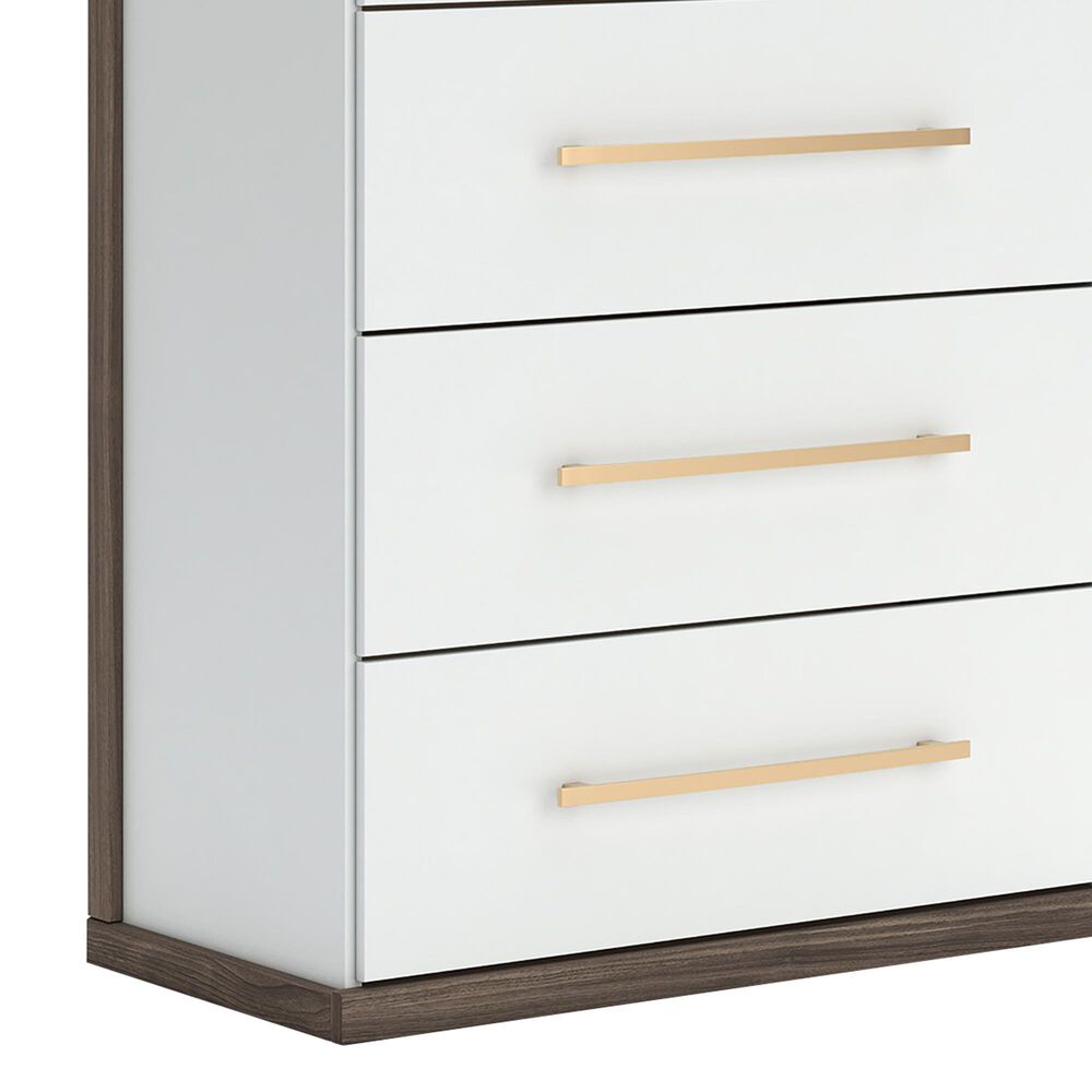 Ashley Kendanport 5-Drawer Chest in Dark Brown and Matte White, , large