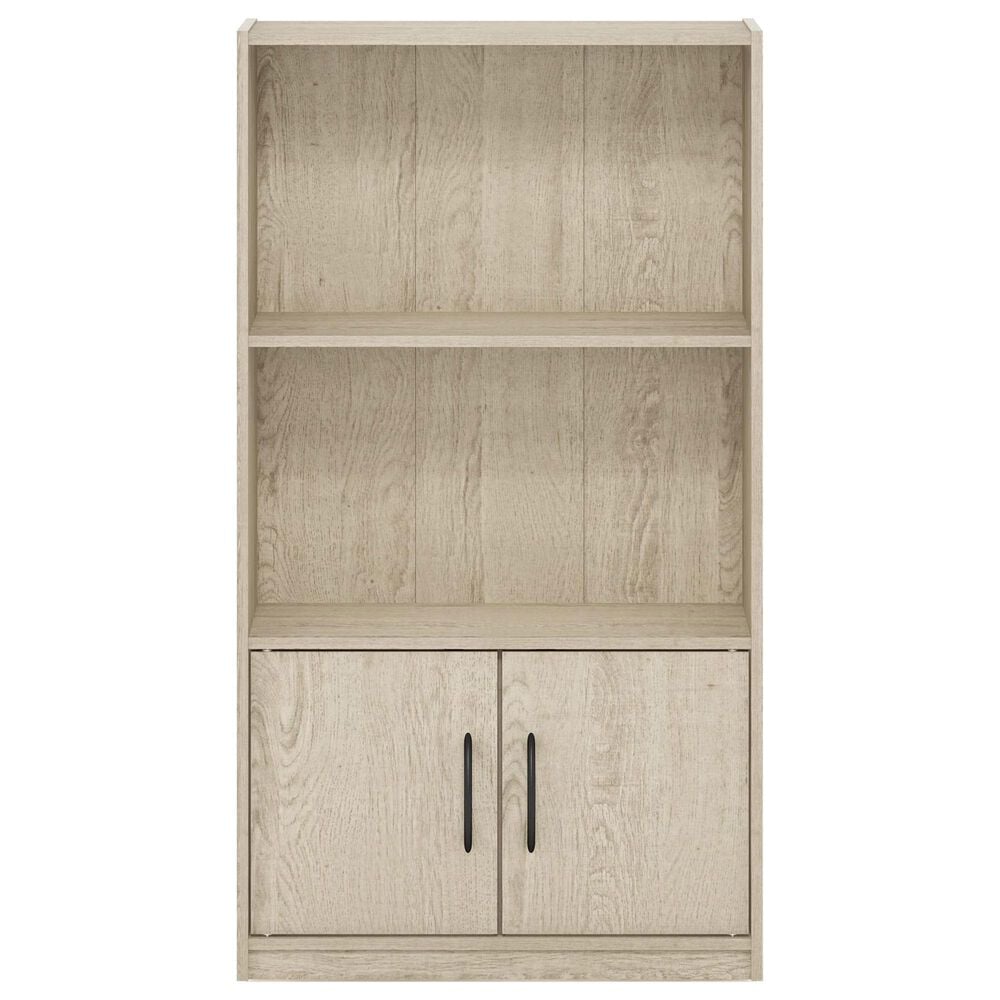 HOMLUX 3-Tier Open Shelf Bookcase with 2-Door Storage Cabinet in Metropolitan Pine, , large