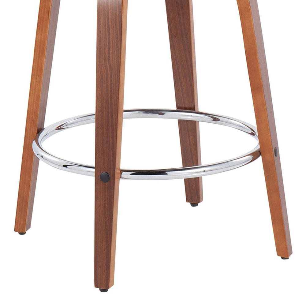 LumiSource Toriano Swivel Counter Stool with Grey Faux Leather Upholstery in Walnut and Chrome (Set of 2), , large
