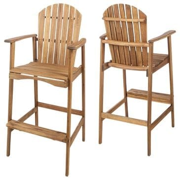 Hearth and Haven Outdoor Acacia Wood Adirondack Barstool in Natural Stained (Set of 2), , large