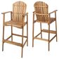 Hearth and Haven Outdoor Acacia Wood Adirondack Barstool in Natural Stained (Set of 2), , large