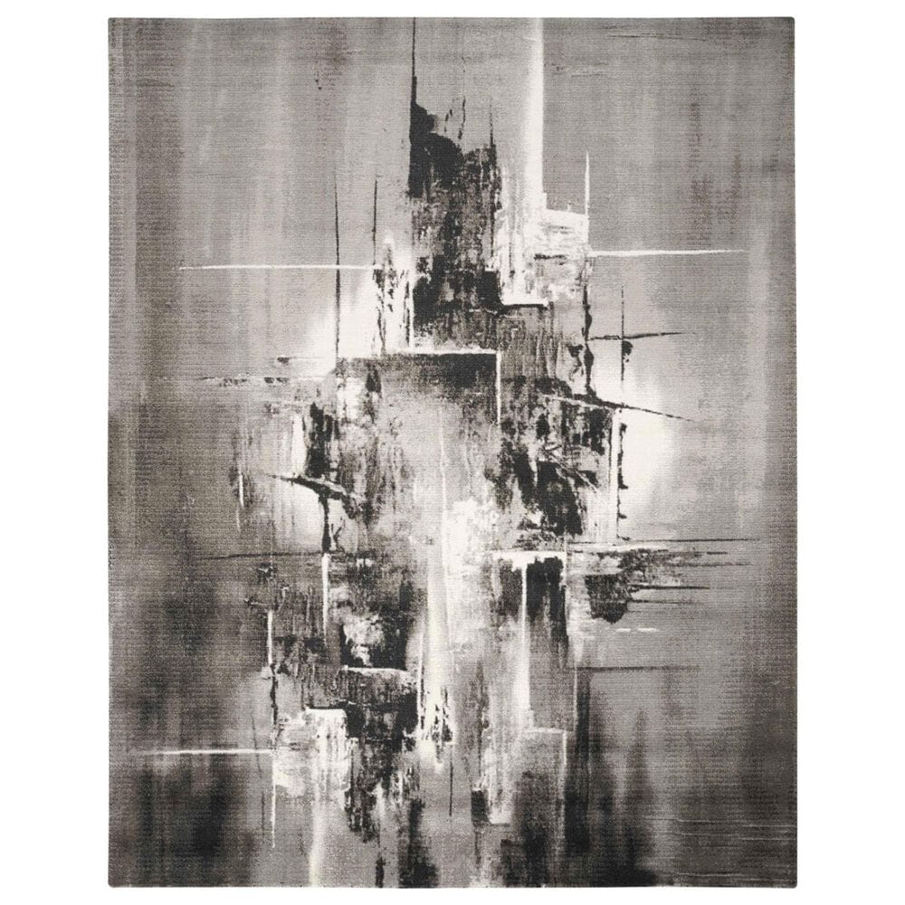 Nourison Twilight 2" x 3" Grey, Ivory and Black Area Rug, , large