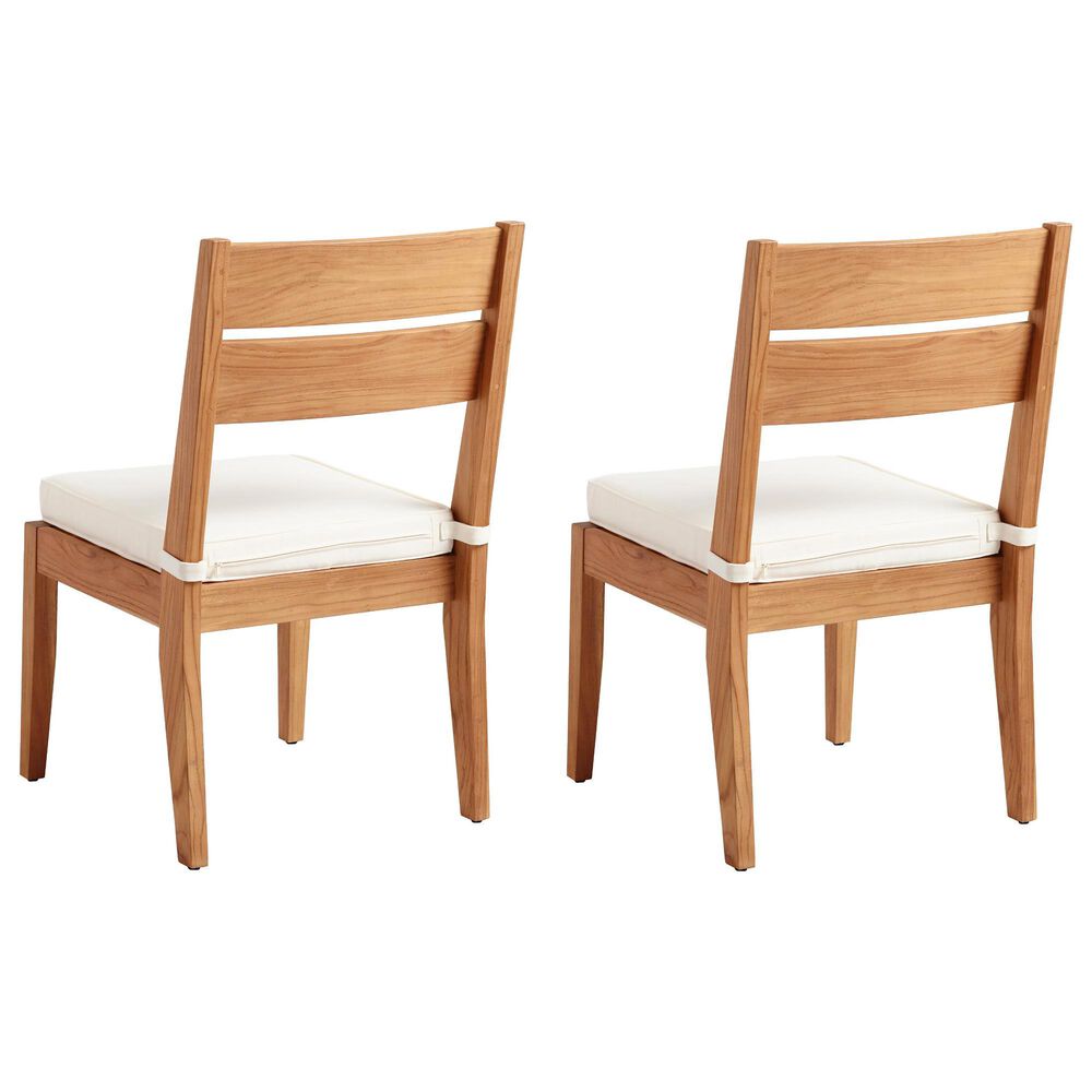 Linon Home Decor Carenen Patio Side Chair with Antique White Cushion in Natural (Set of 2), , large