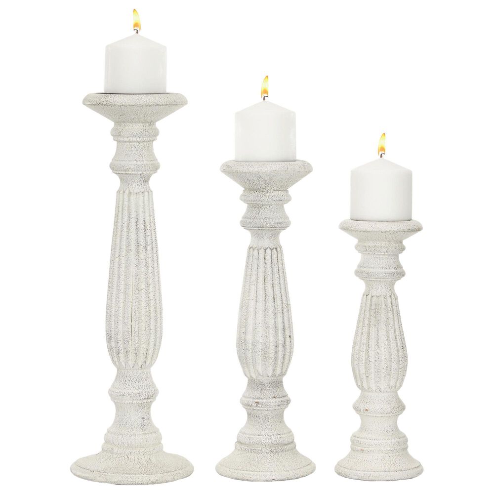 Maple and Jade 12&quot;, 15&quot;, 18&quot; Decorative Candle Holder in White &#40;Set of 3&#41;, , large
