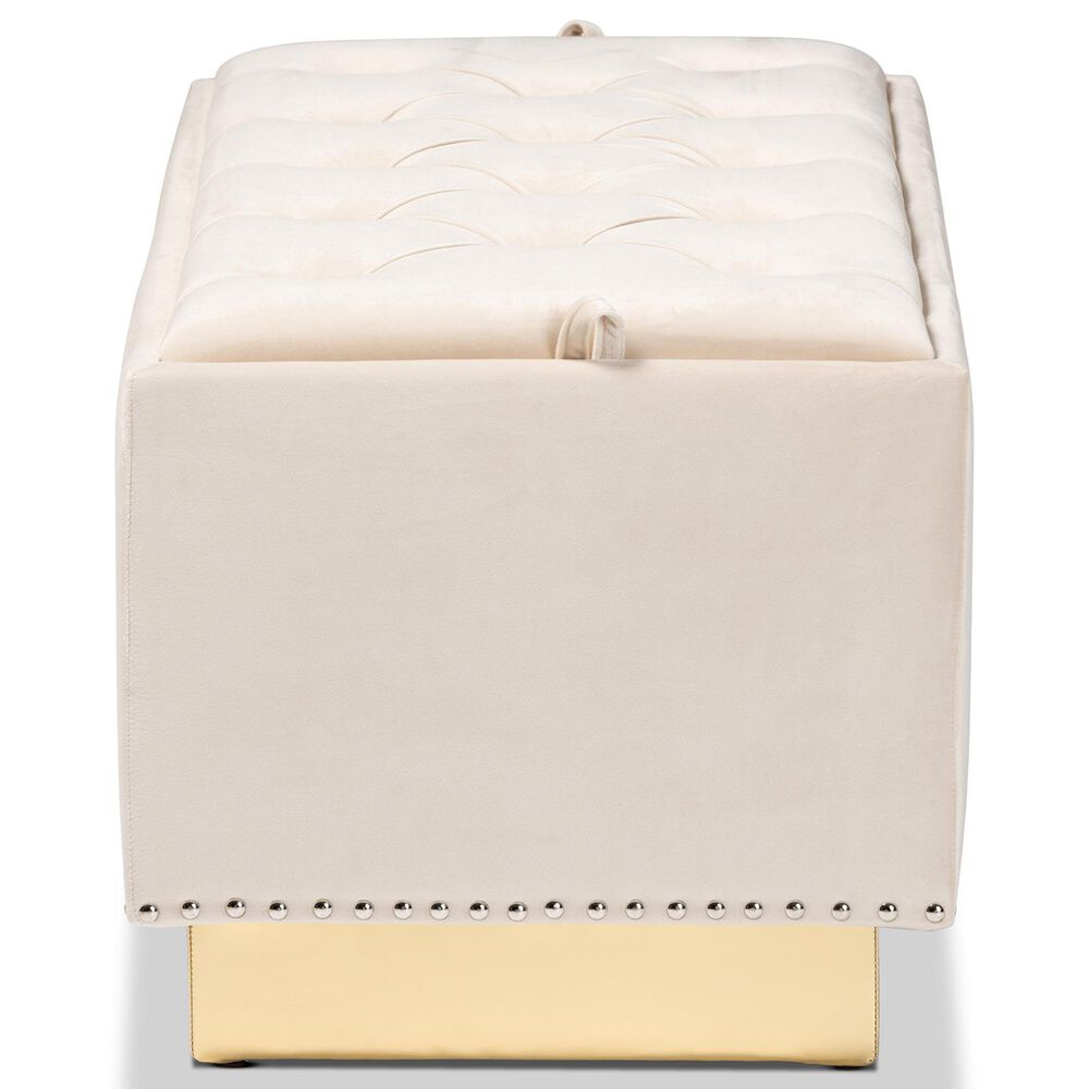 Baxton Studio Powell Storage Ottoman in Beige and Gold, , large
