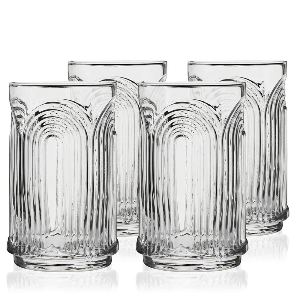 True Brands Deco Beau Crystal Highball Glasses in Clear &#40;Set of 4&#41;, , large