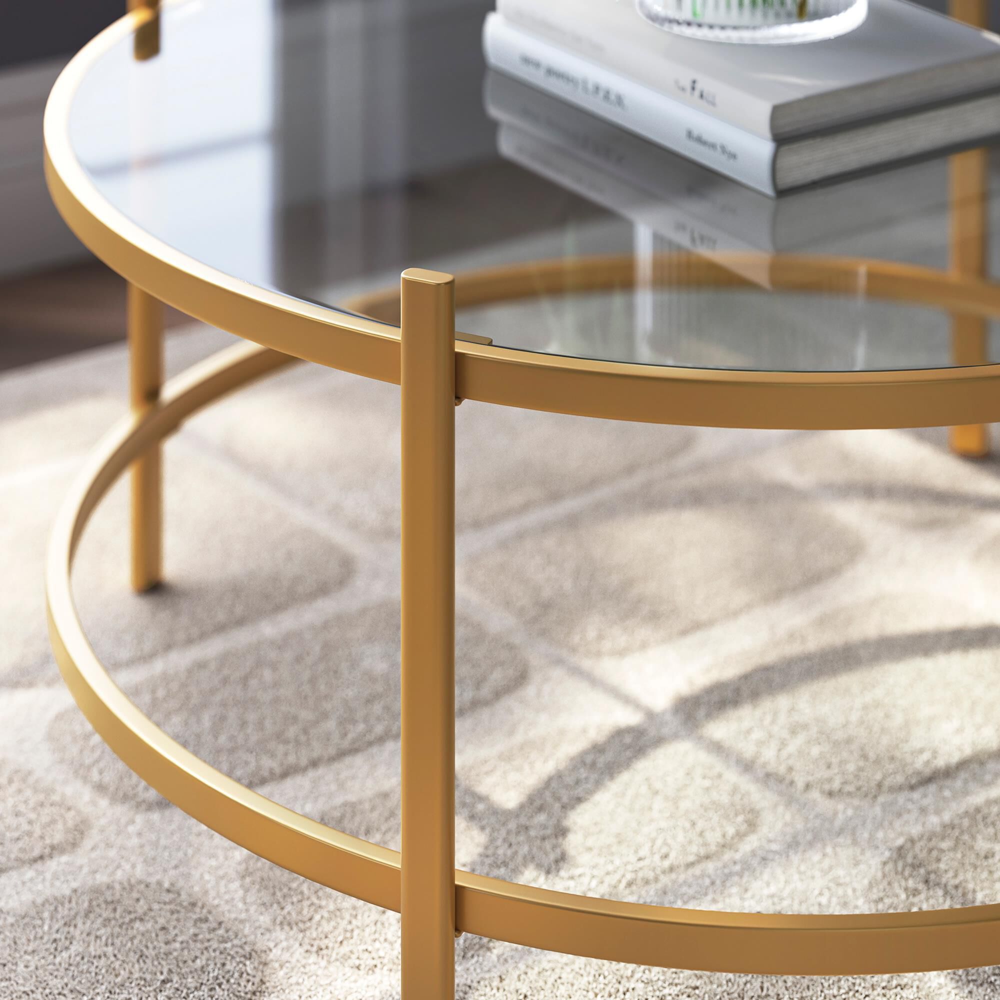 Ashley Pearlox 3-Piece Occasional Table Set in Gold