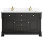 James Martin Vanities Brookfield 60" Double Bathroom Vanity in Black Onyx with Single Hole 3 cm White Zeus Quartz Top and Rectangular Sinks, , large