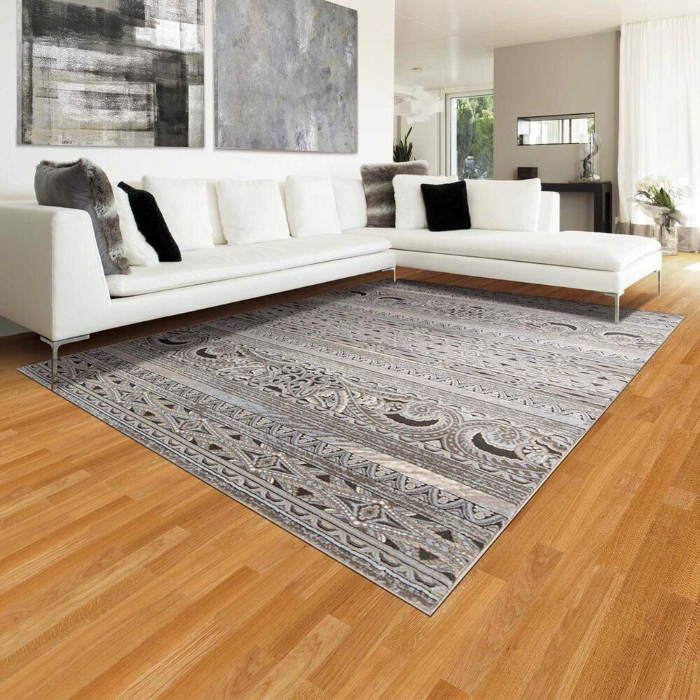 Nourison Karma KRM03 9"3" x 12"9" Stone Area Rug, , large