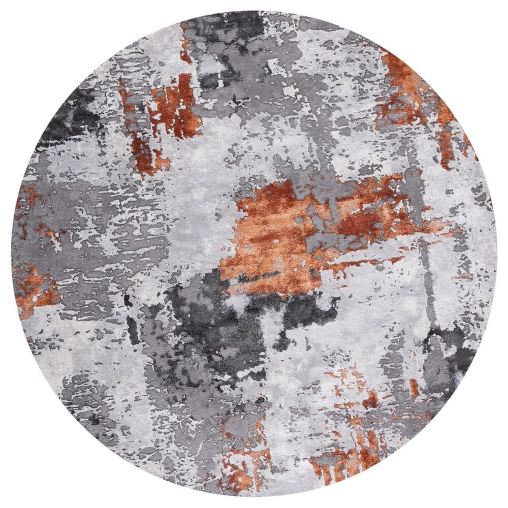 Safavieh Craft CFT820P 4" Round Grey and Orange Area Rug, , large