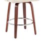 LumiSource Dahlia Swivel Counter Stool with Cream Faux Leather Upholstery in Walnut and Chrome (Set of 2), , large