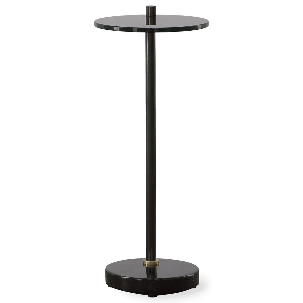 Uttermost Steward Drink Table in Solid Black and Brushed Brass, , large