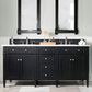 James Martin Vanities Brittany 72" Double Bathroom Vanity in Black Onyx with 3 cm Carrara White Marble Top and Rectangle Sinks, , large
