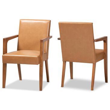 Baxton Studio Andrea Armchair in Tan and Walnut Brown (Set of 2), , large