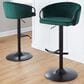 LumiSource Claire Swivel Adjustable Barstool with Green Velvet Upholstery in Black (Set of 2), , large
