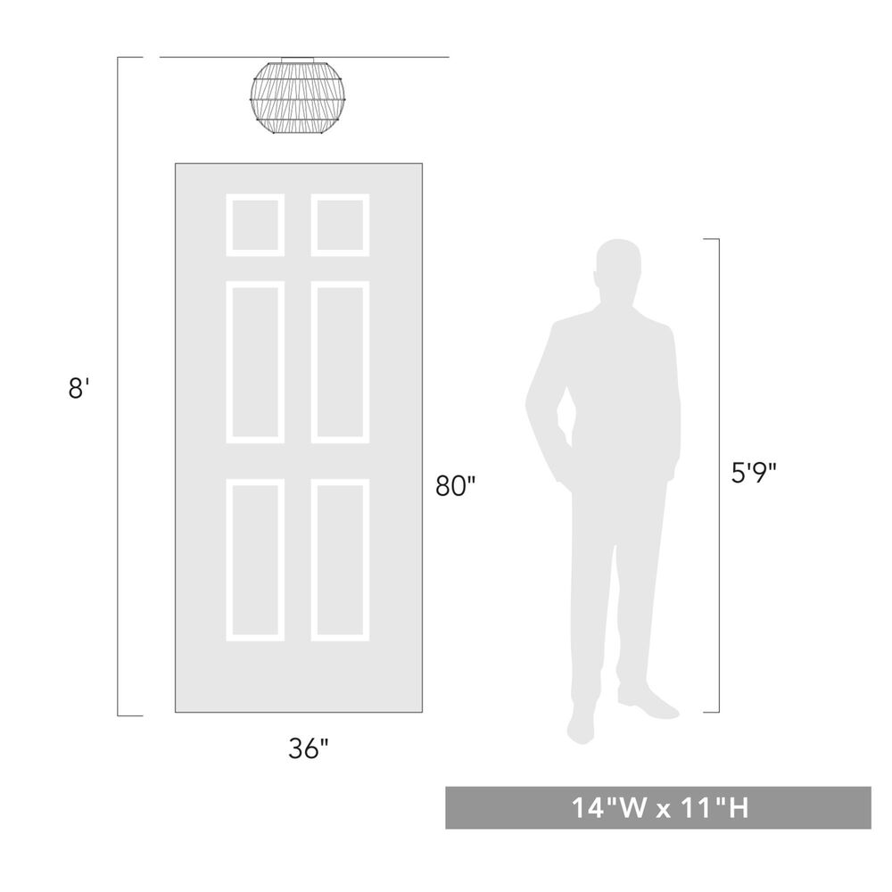 Golden Lighting Florence 1-Light Flush Mount with Natural Raphia Rope Shade in Matte Black, , large