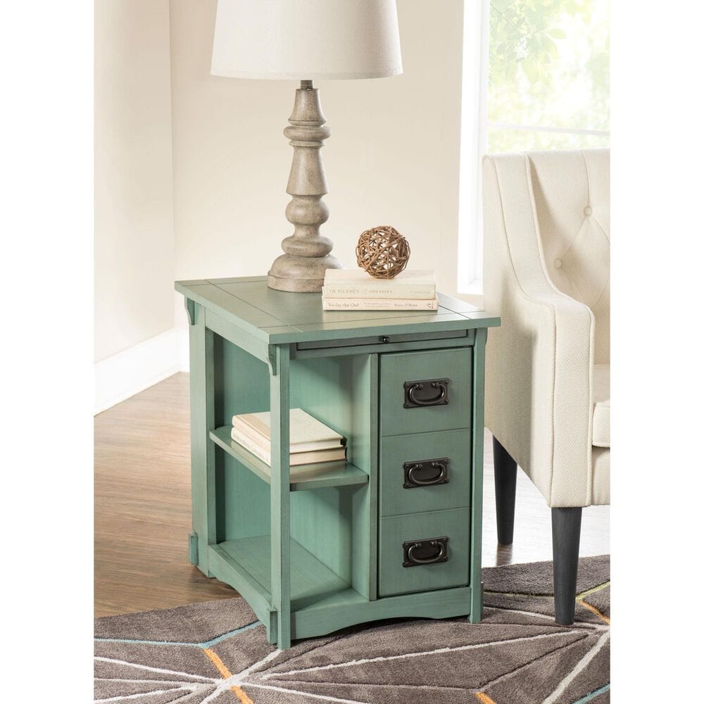 Linon Home Decor Parnell Side Table in Teal, , large