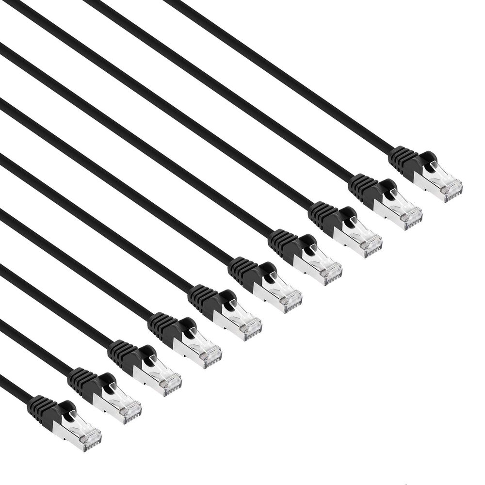 Manhattan Cat8.1 3" Stranded U/FTP Slim Network Patch Cable in Black (Set of 10), , large