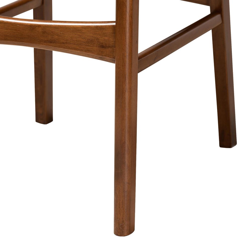 Baxton Studio Katya Bar Stool with Grey Cushion in Walnut Brown (Set of 2), , large