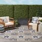 Nourison Aloha 7"10" Round Grey and Blue Indoor/Outdoor Area Rug, , large