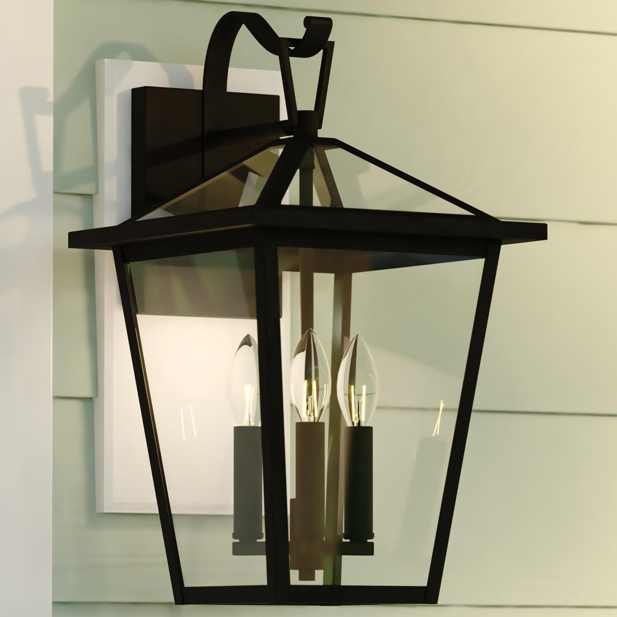 Vaxcel Derby 3-Light Outdoor Wall Lantern in Matte Black