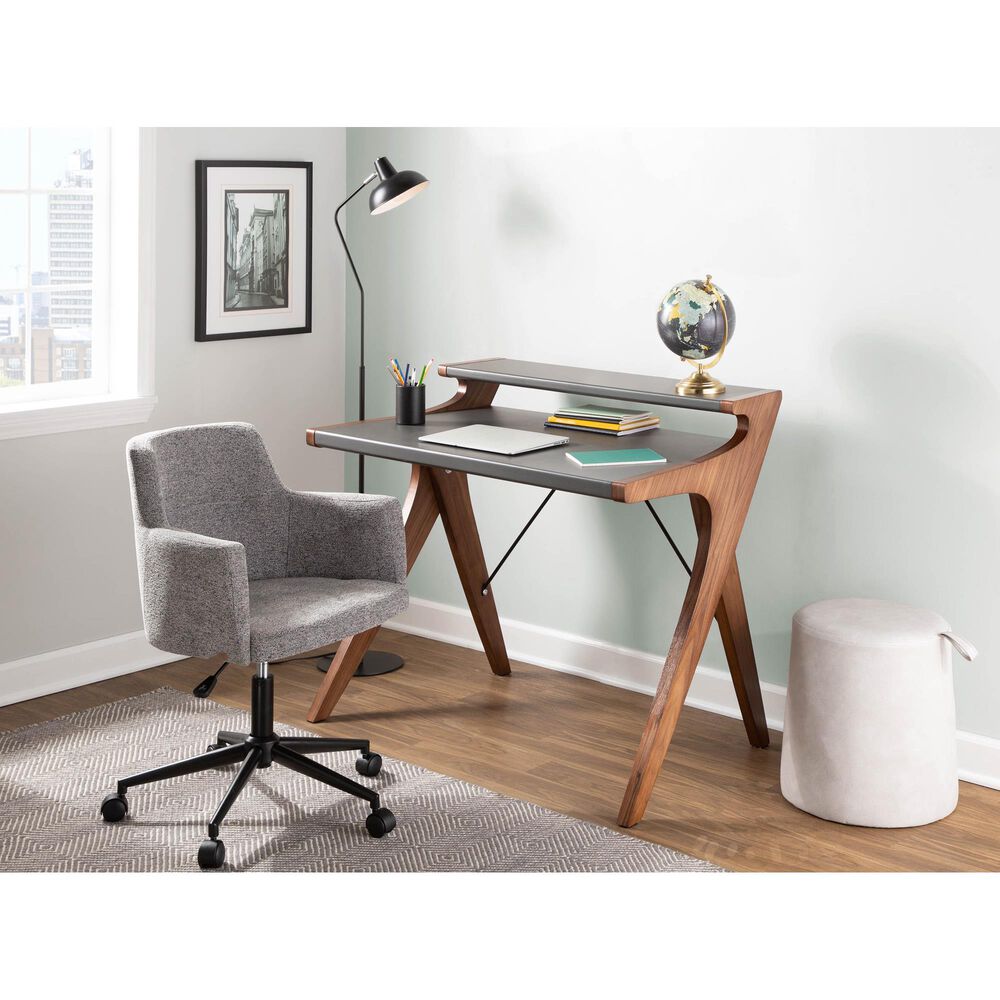 Lumisource Archer Desk in Grey/Walnut, , large