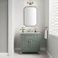 James Martin Vanities Chicago 30" Single Bathroom Vanity in Smokey Celadon with 3 cm Carrara White Marble Top and Rectangular Sink, , large