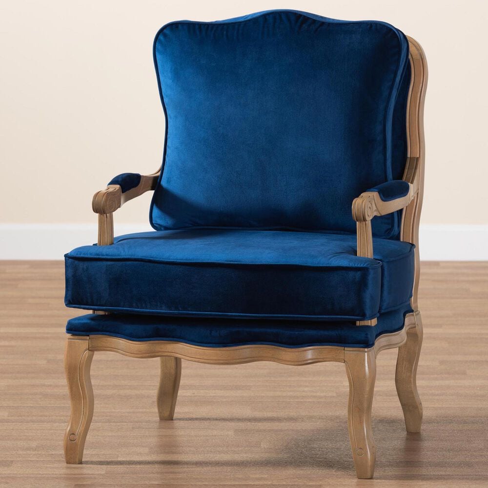 Baxton Studio Jules Accent Chair in Navy Blue, , large