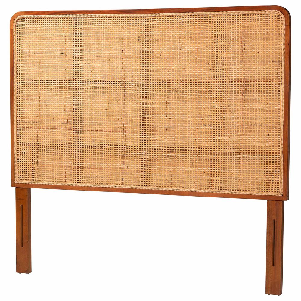 Baxton Studio Caspia Queen Headboard in Light Honey and Red Teak, , large