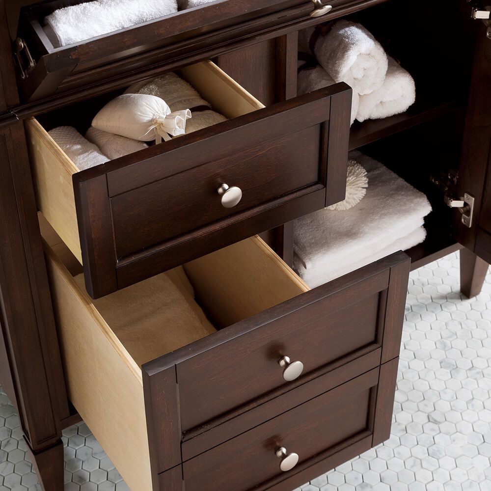 James Martin Vanities Brittany 36&quot; Single Bathroom Vanity in Burnished Mahogany with 3 cm Ethereal Noctis Quartz Top and Rectangle Sink, , large