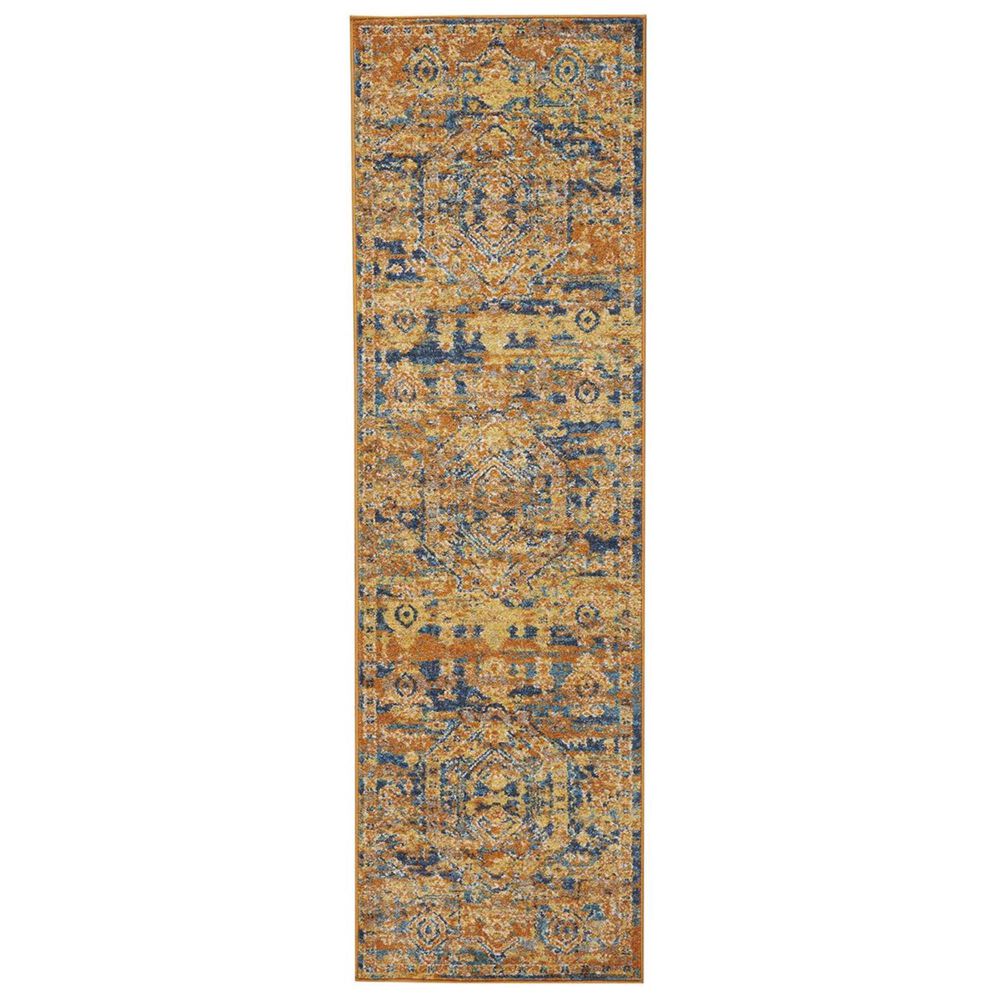 Nourison Passion PSN07 2"2" x 7"6" Teal and Sun Runner, , large