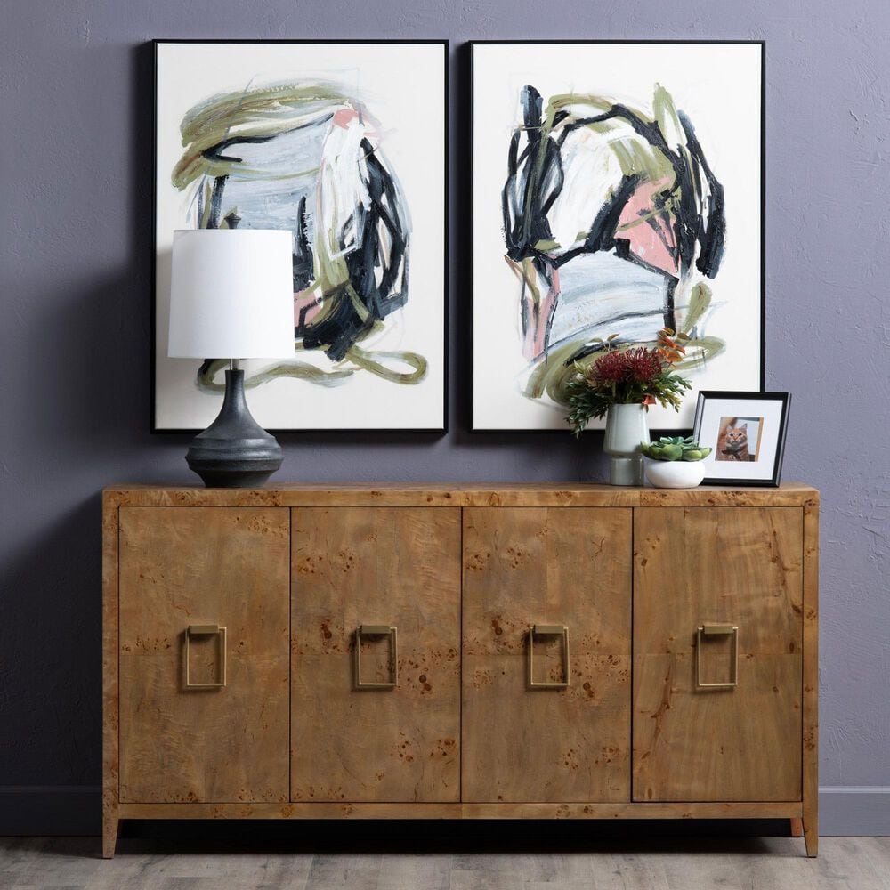 Crestview Collection Richmond Mappa Burl 4-Door Media Sideboard in Brown, , large