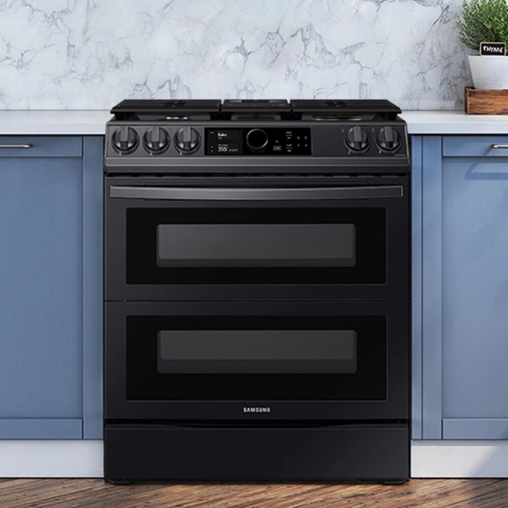 Samsung 6.3 Cu. Ft. SlideIn Dual Fuel Range with Smart Dial in Black Stainless Steel Shop NFM