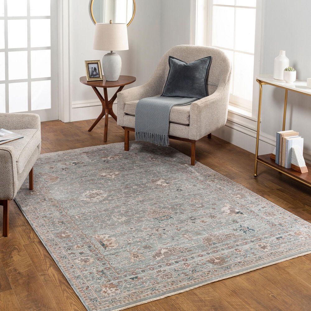 Surya Carlisle 5&#39;3&quot; x 7&#39;9&quot; Seafoam, Blue, Dusty Sage, Dusty Pink, Ivory and Medium Brown Area Rug, , large