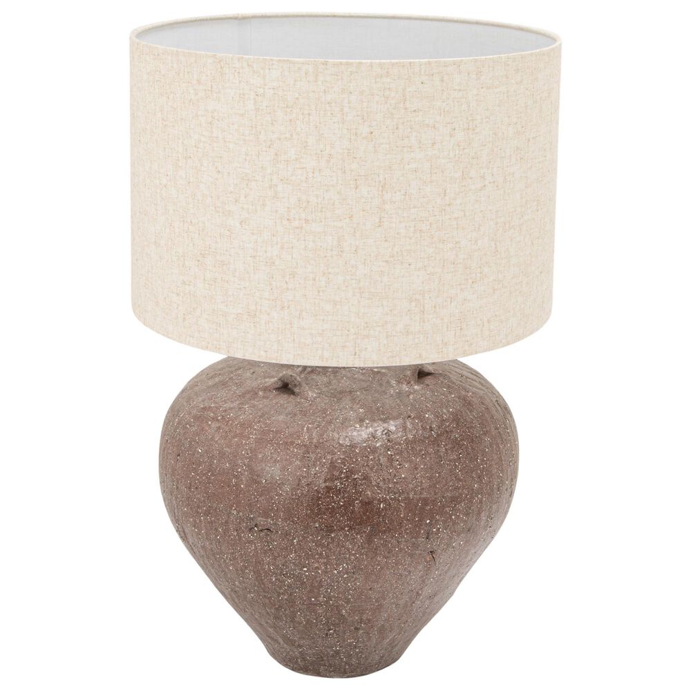 Creative Coop Textured Stoneware Table Lamp in Brown, , large