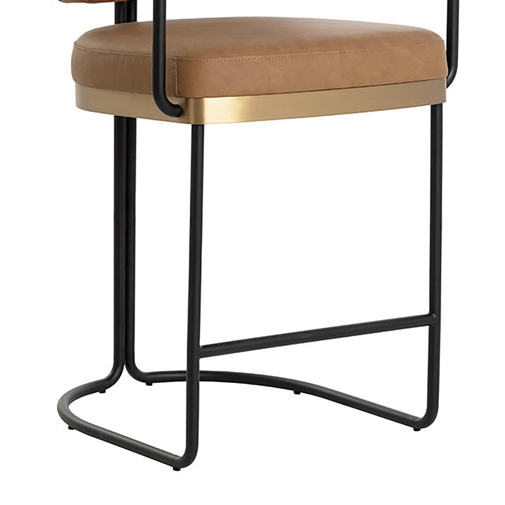 37B Jalen Counter Stool with Milliken Cognac Cushion in Black and Gold, , large