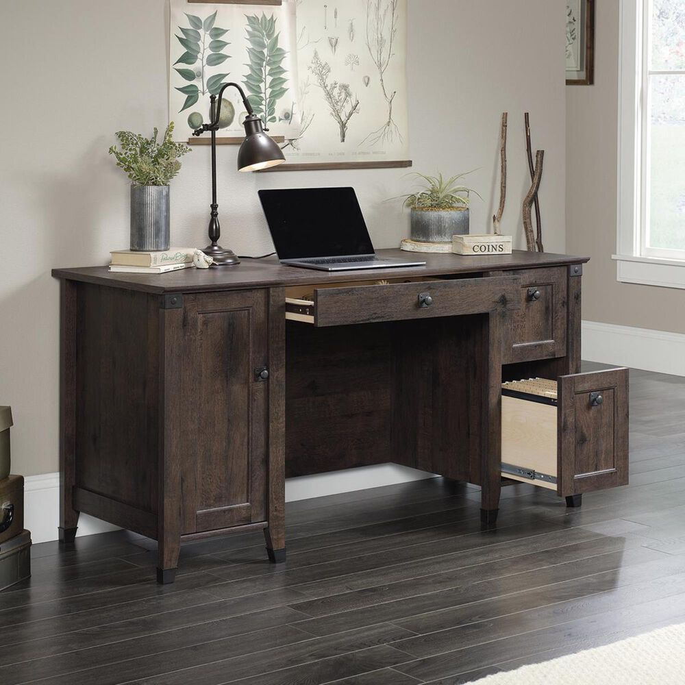Sauder Carson Forge Computer Desk in Coffee Oak, , large